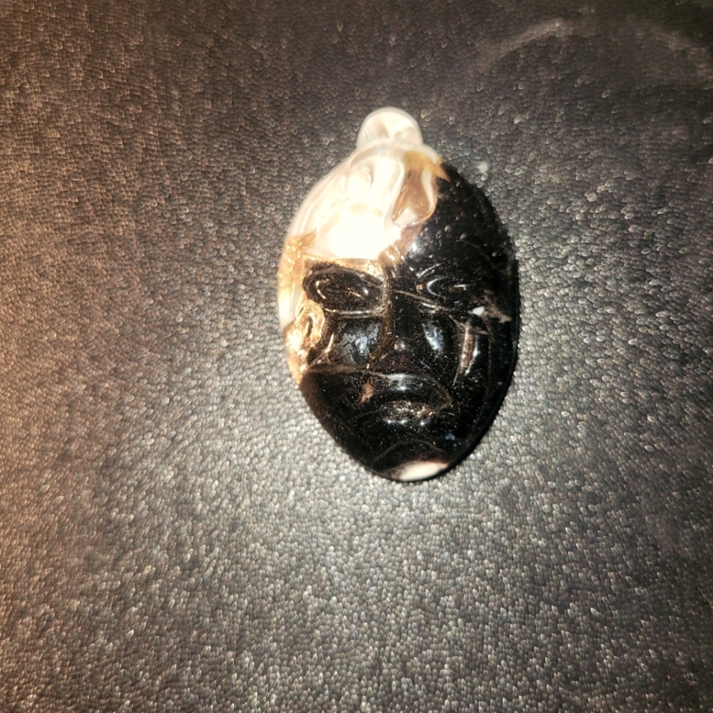 Black and White Face Glass Pendant